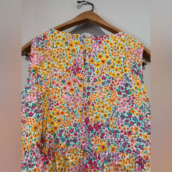 J.Crew Factory Reimagined mixed-floral cotton sleeveless tiered midi dress - Picture 6 of 7